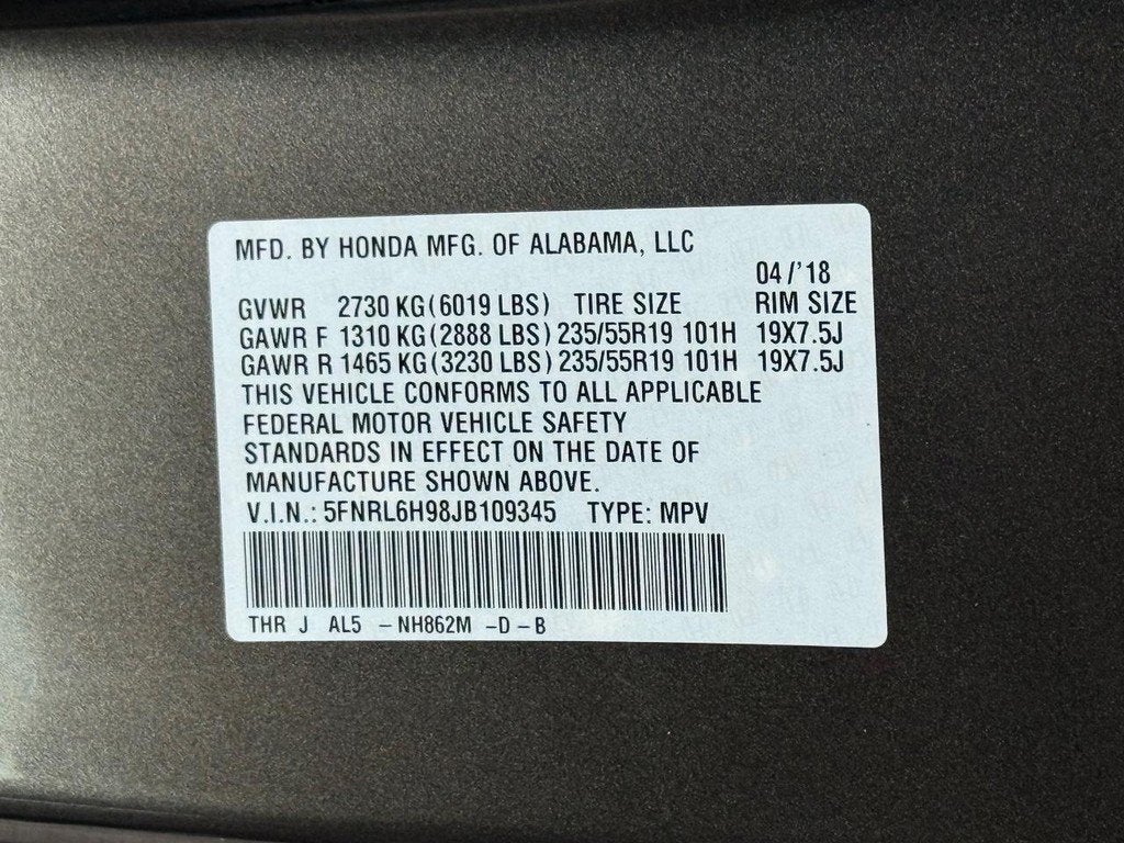 2018 Honda Odyssey Elite