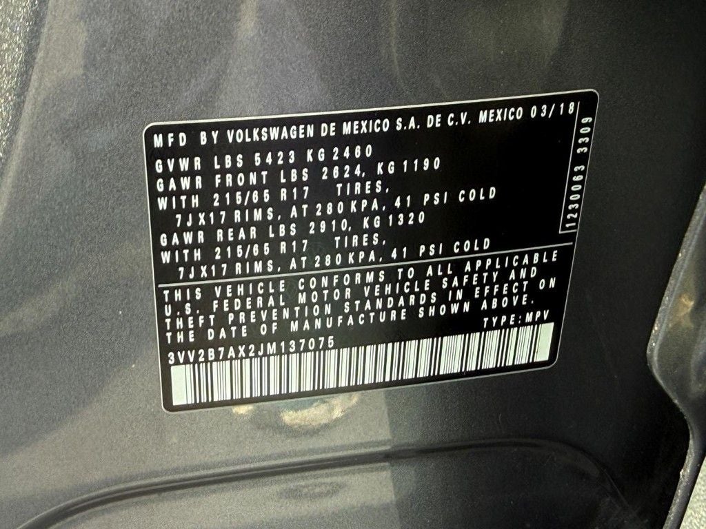 2018 Volkswagen Tiguan 2.0T SE 4Motion