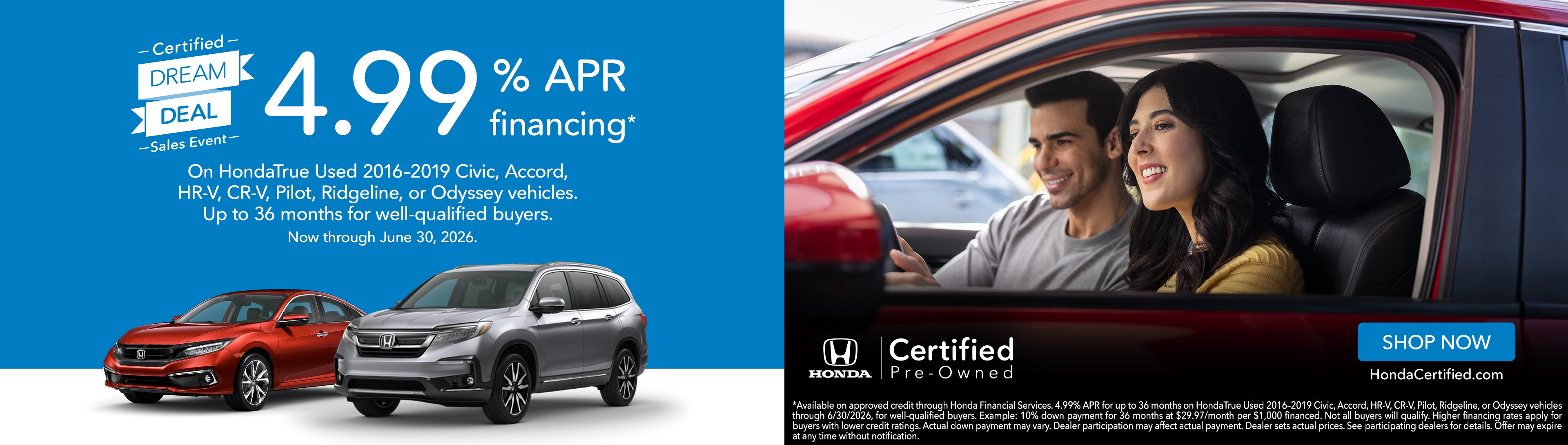 CPO special 4.99% APR financing at Honda City